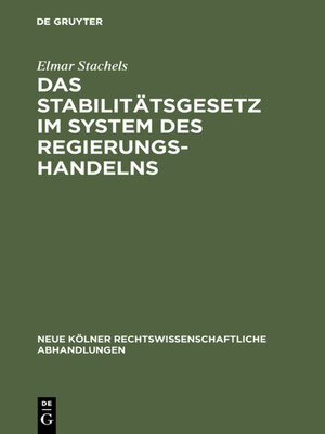 cover image of Das Stabilitätsgesetz im System des Regierungshandelns
